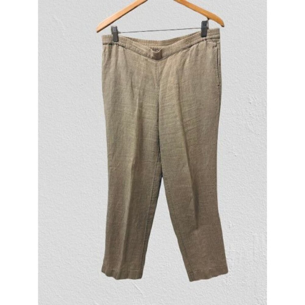 J.Jill Pants 100% Linen Beige Pockets Adjustable Waist Size Small
